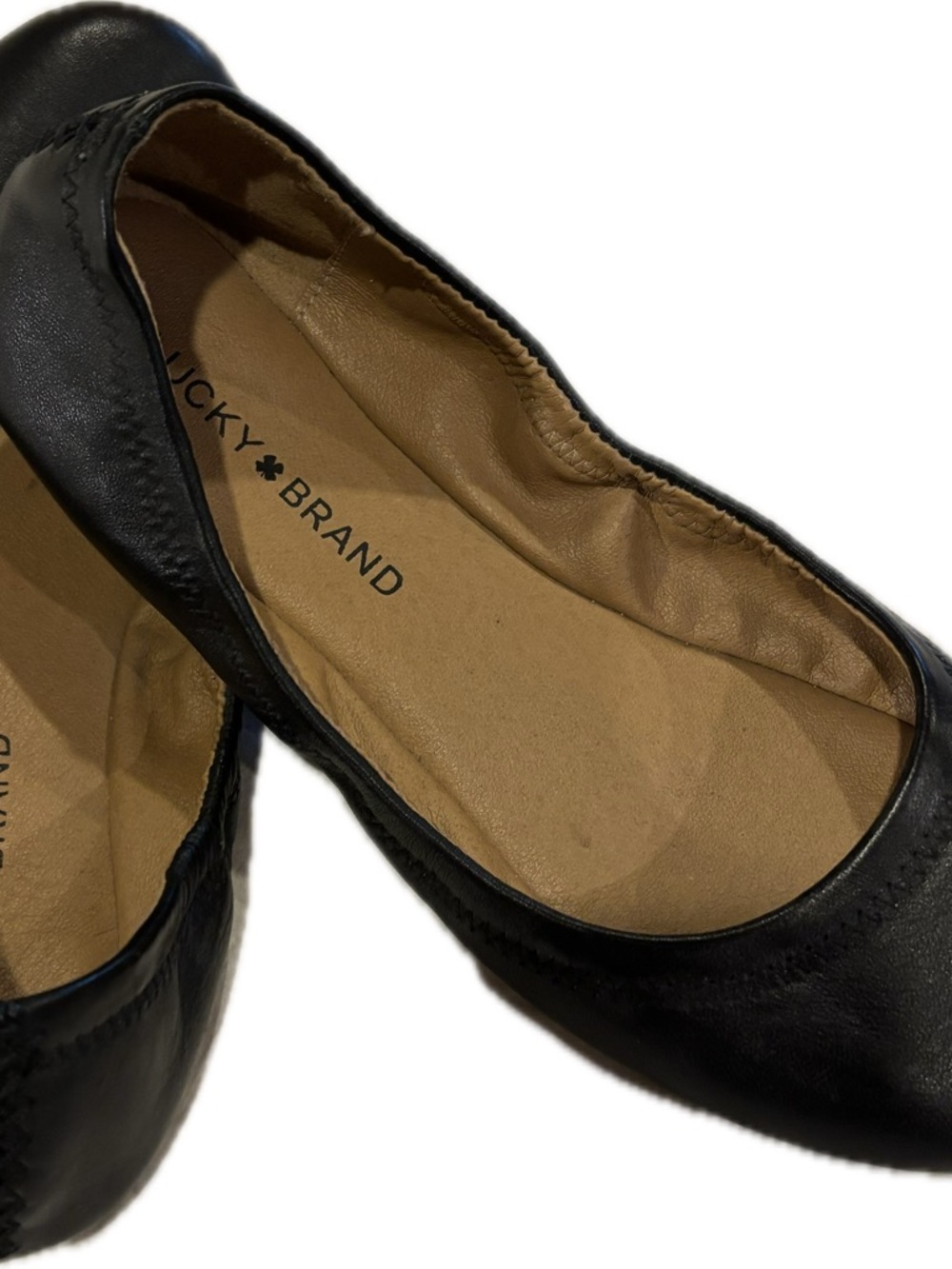 Lucky Brand Black Leather Slip-On Ballet Flats